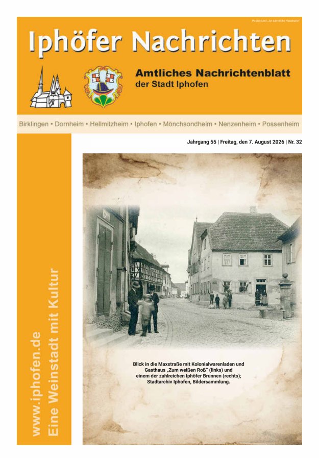 Iphöfer Nachrichten Titelblatt 32/2026