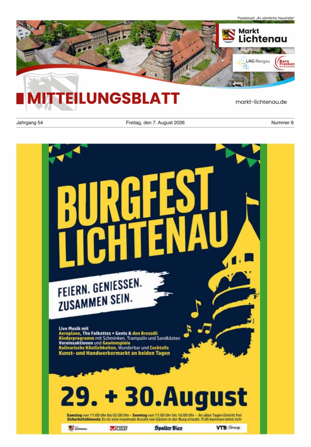 Markt Lichtenau in Bayern Titelblatt 08/2026