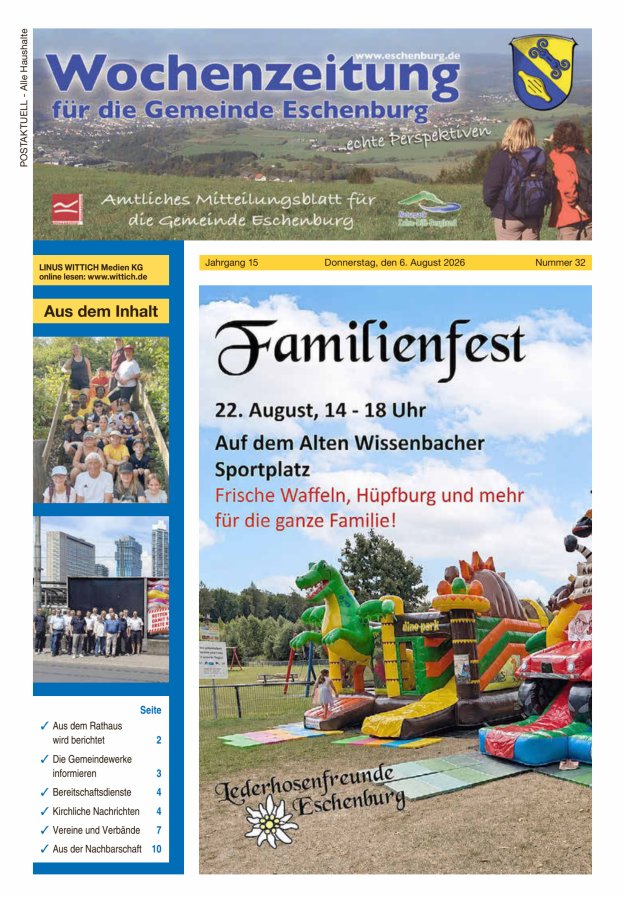 Wochenzeitung für die Gemeinde Eschenburg Titelblatt 32/2026