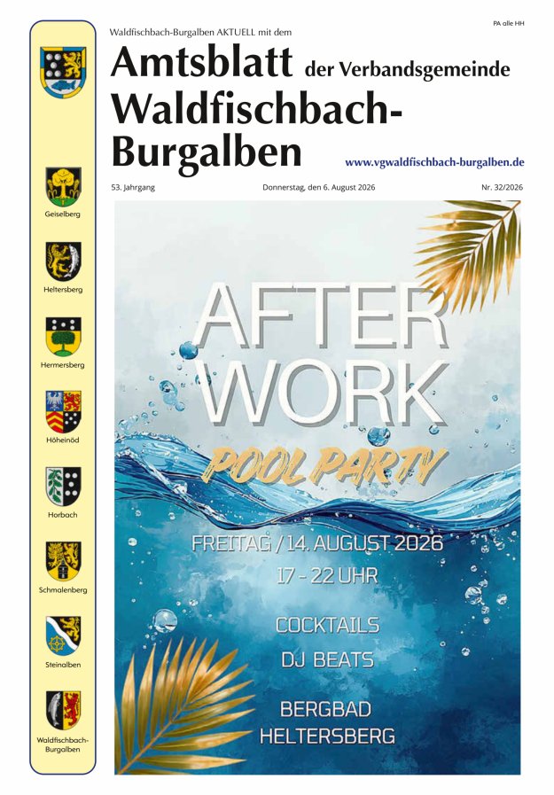 Amtsblatt der Verbandsgemeinde Waldfischbach-Burgalben Titelblatt 32/2026