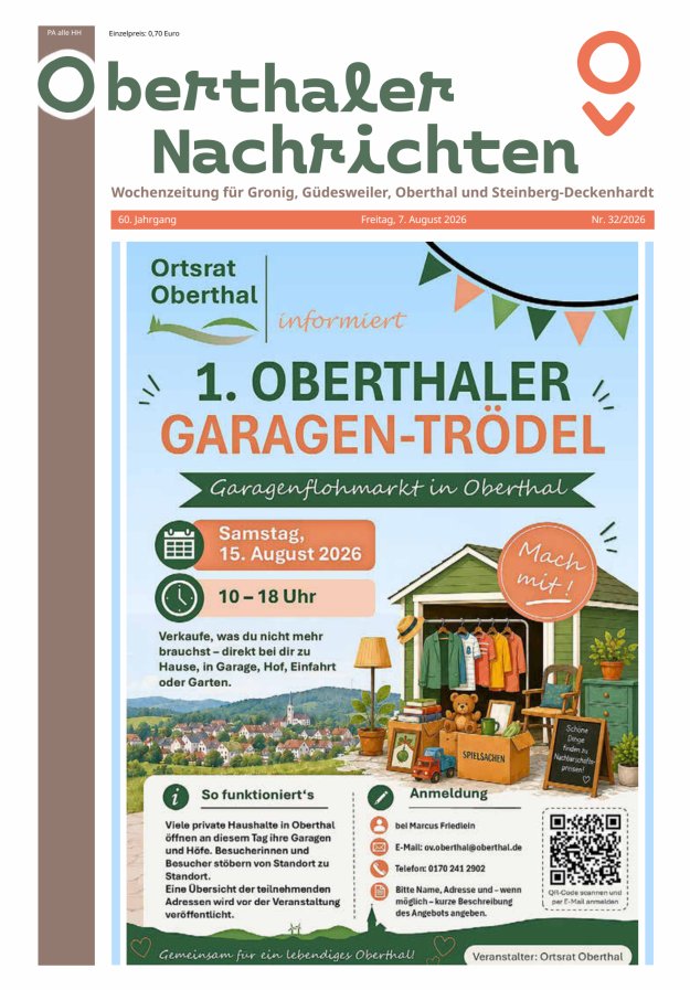 Oberthaler Nachrichten Titelblatt 32/2026