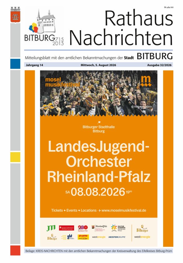 Rathaus-Nachrichten Bitburg Titelblatt 32/2026