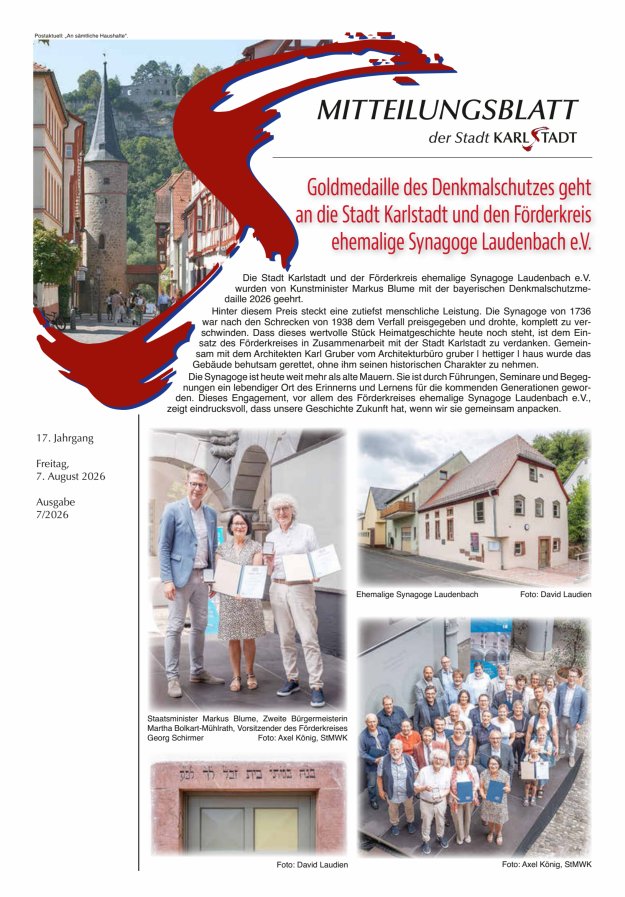 Mitteilungsblatt Karlstadt Titelblatt 07/2026