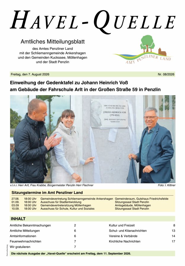 Havel-Quelle Titelblatt 08/2026