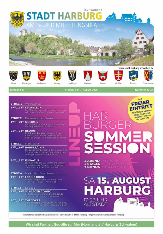 Amts- und Mitteilungsblatt der Stadt Harburg Titelblatt 32/2026