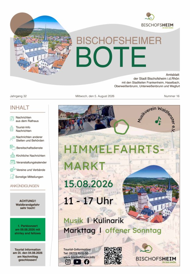 Bischofsheimer Bote Titelblatt 16/2026