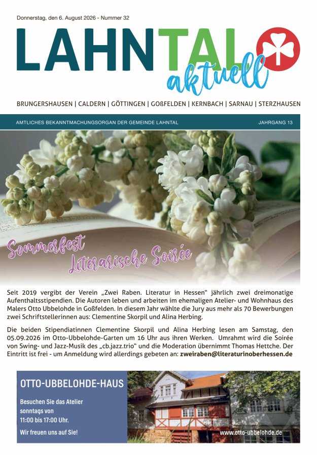 Amtliches Bekanntmachungsorgan der Gemeinde Lahntal Titelblatt 32/2026