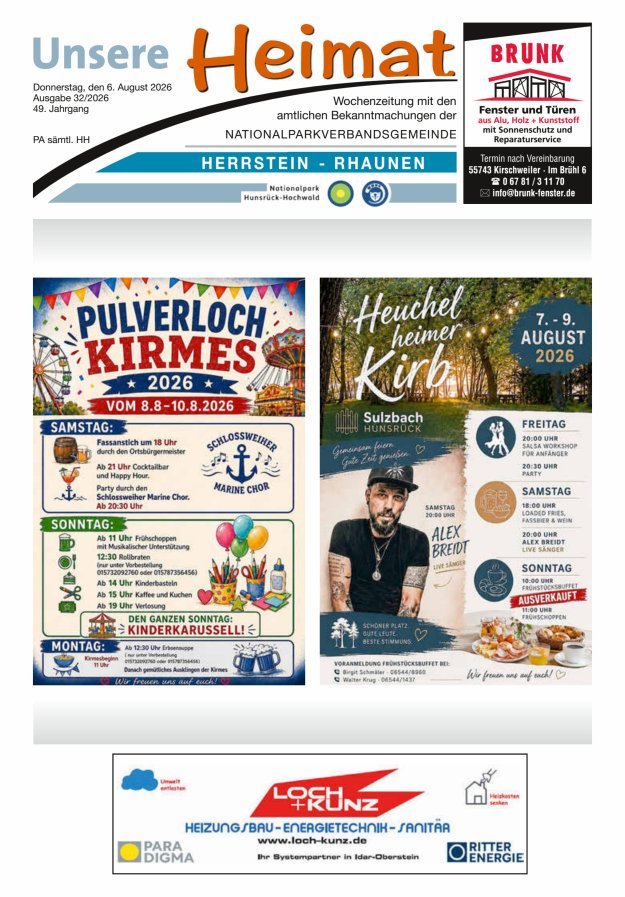 Unsere Heimat VG Herrstein-Rhaunen Titelblatt 32/2026