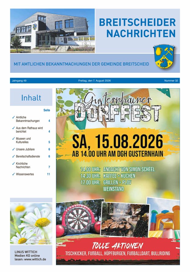 Breitscheider Nachrichten Titelblatt 32/2026