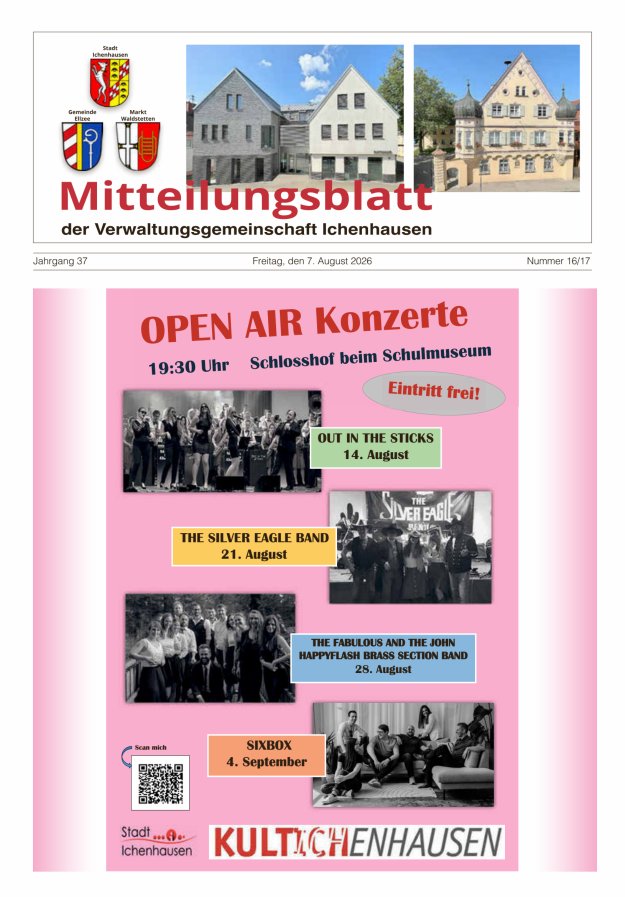Mitteilungsblatt der Verwaltungsgemeinschaft Ichenhausen Titelblatt 16/2026