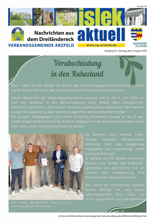 Islek aktuell VG Arzfeld Titelblatt 32/2026