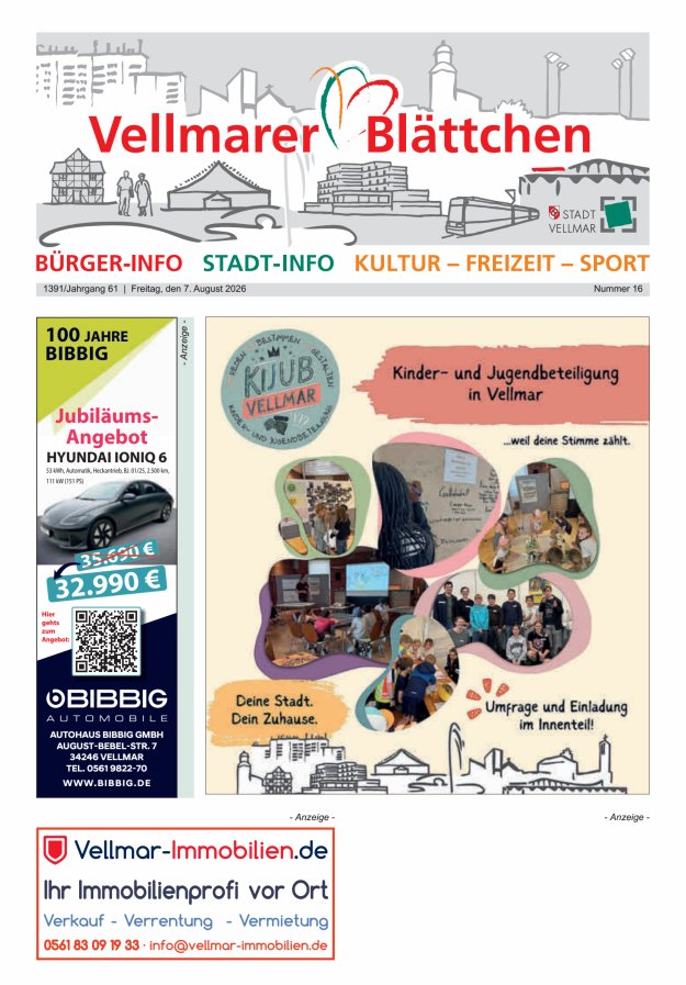 Vellmarer Blättchen Titelblatt 16/2026