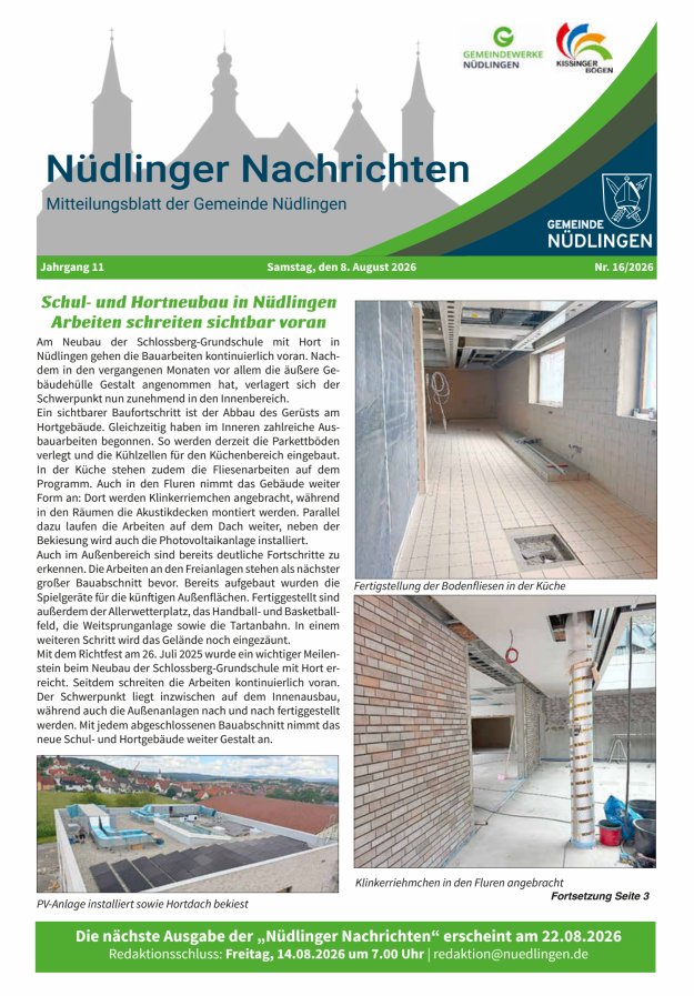 Nüdlinger Nachrichten Titelblatt 16/2026