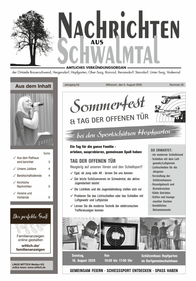 Nachrichten aus Schwalmtal Titelblatt 32/2026