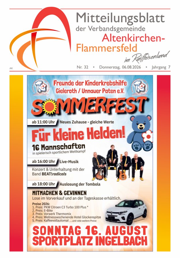 Mitteilungsblatt Verbandsgemeinde Altenkirchen-Flammersfeld Titelblatt 32/2026