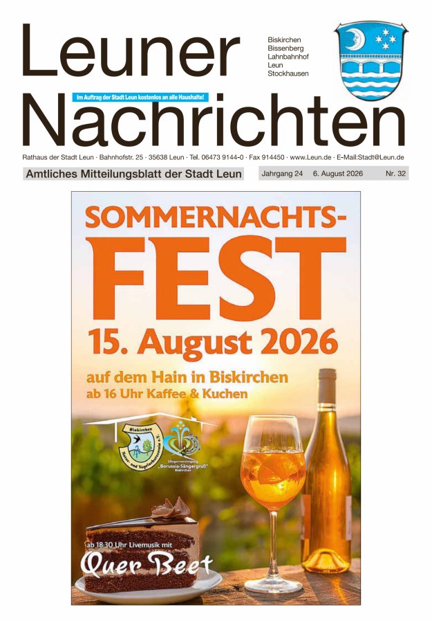 Leuner Nachrichten Titelblatt 32/2026