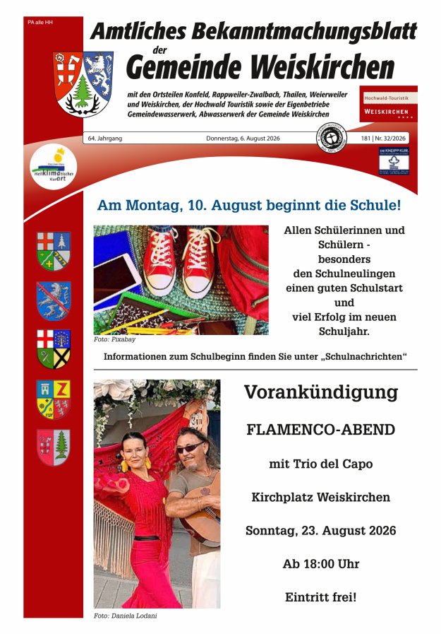 Amtliches Bekanntmachungsblatt der Gemeinde Weiskirchen Titelblatt 32/2026