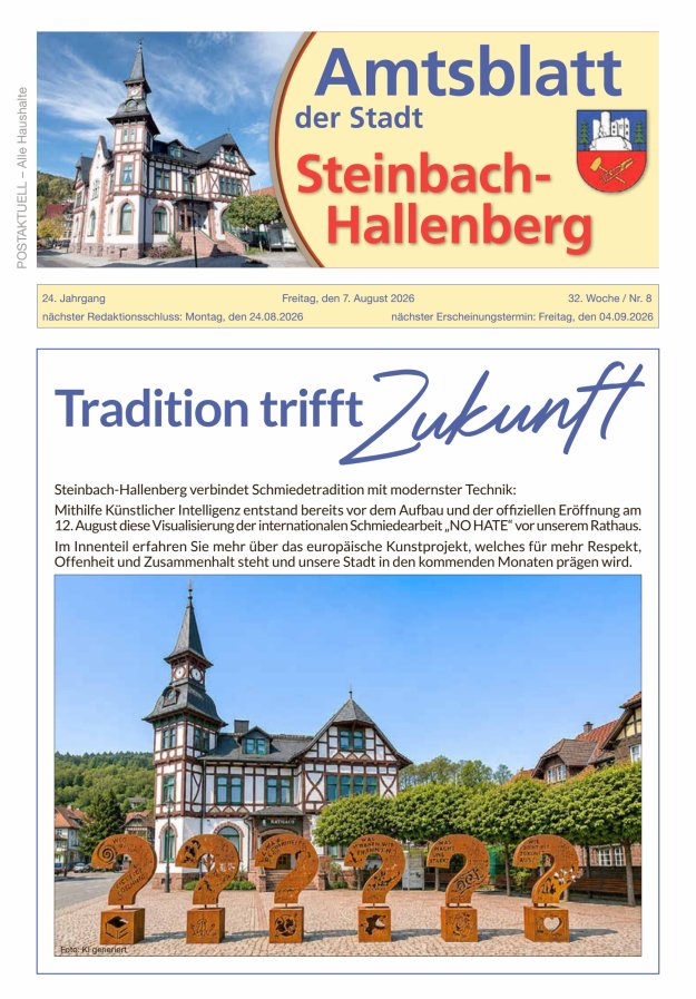 Amtsblatt der Stadt Steinbach-Hallenberg Titelblatt 08/2026