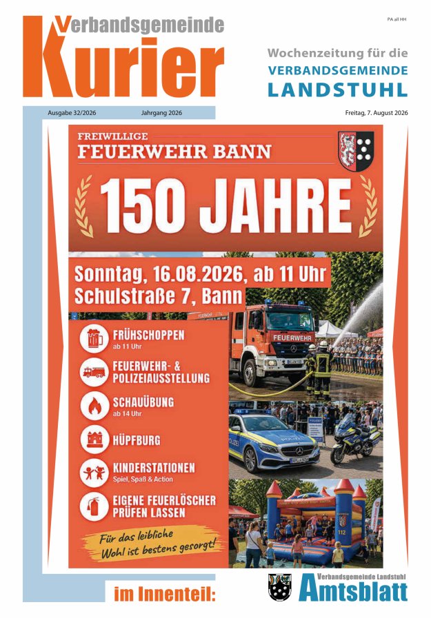 Verbandsgemeinde Kurier Landstuhl Titelblatt 32/2026