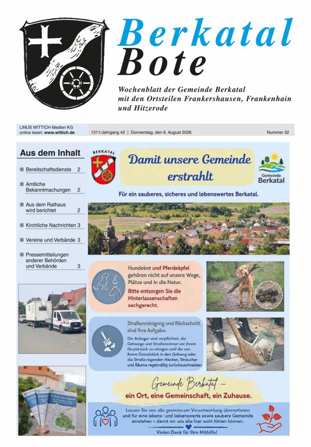 Berkatal Bote Titelblatt 32/2026