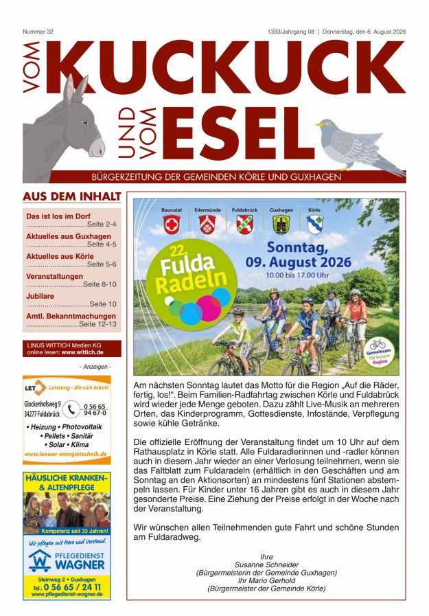 Vom Kuckuck und Esel (Guxhagen-Körle) Titelblatt 32/2026