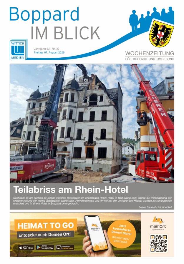 Boppard im Blick - Heimatzeitung für die Stadt Boppard Titelblatt 32/2026