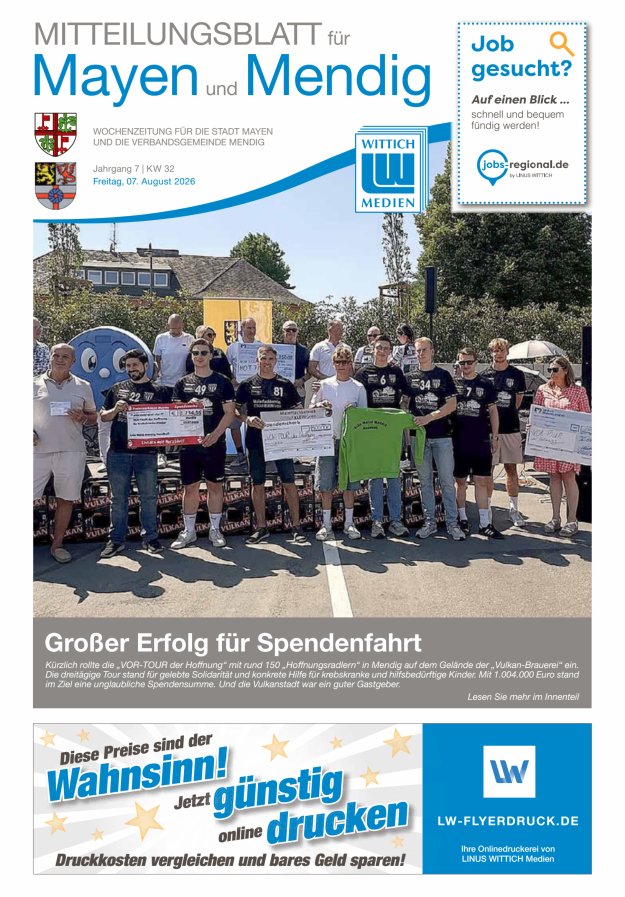 Mitteilungsblatt für Mayen und Mendig Titelblatt 32/2026