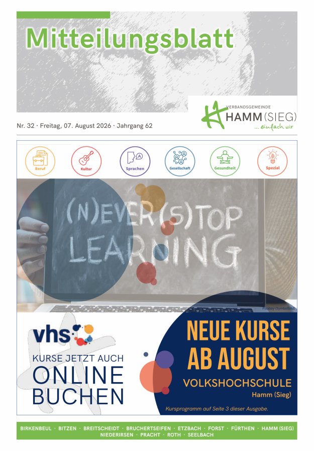 Mitteilungsblatt Hamm (Sieg) Titelblatt 32/2026