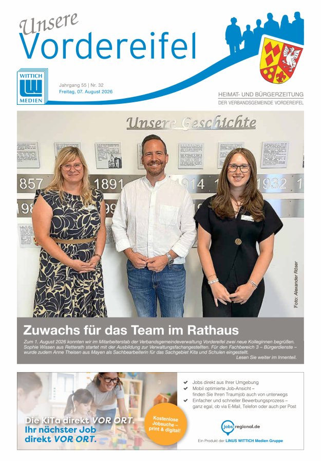 Mitteilungsblatt Vordereifel - Heimat- u Bürgerzeitung der VG Vordereifel Titelblatt 32/2026