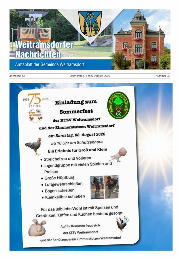 Weitramsdorfer Nachrichten Titelblatt 32/2026