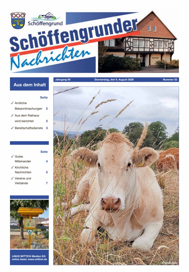 Schöffengrunder Nachrichten Titelblatt 32/2026