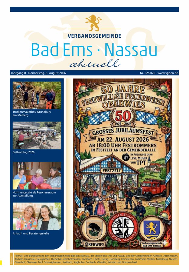 Bad Ems-Nassau aktuell Ausgabe Nassau Titelblatt 31/2026