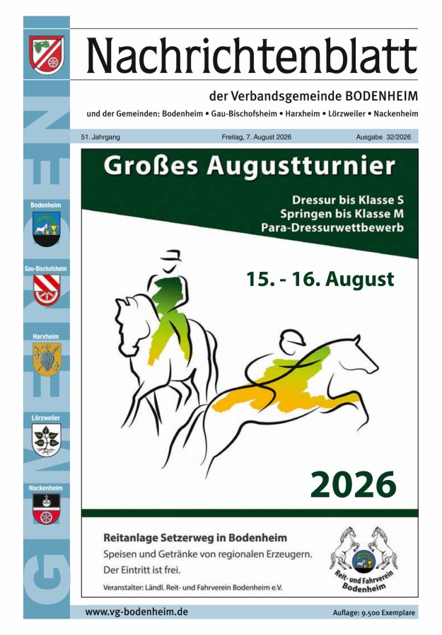 Nachrichtenblatt der VG Bodenheim              Titelblatt 32/2026