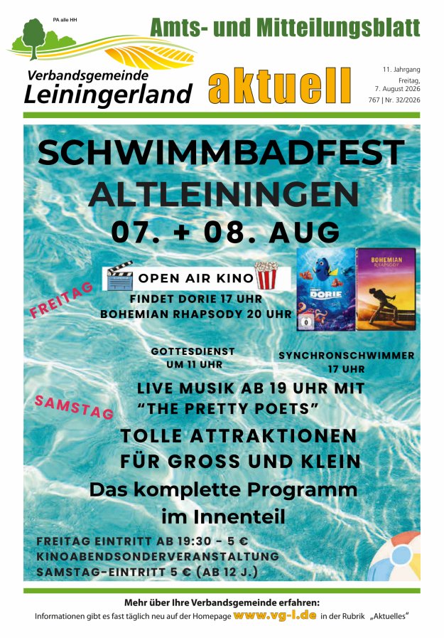 VG Leiningerland aktuell Titelblatt 32/2026