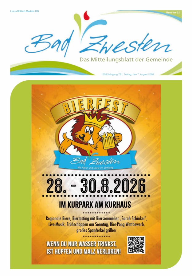Heimatzeitung Bad Zwesten Titelblatt 32/2026