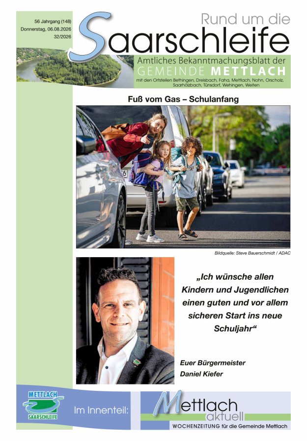 Rund um die Saarschleife Gemeinde Mettlach Titelblatt 32/2026