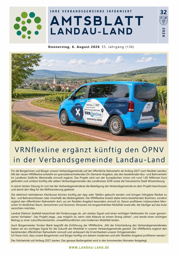 Amtsblatt VG Landau-Land Titelblatt 32/2026