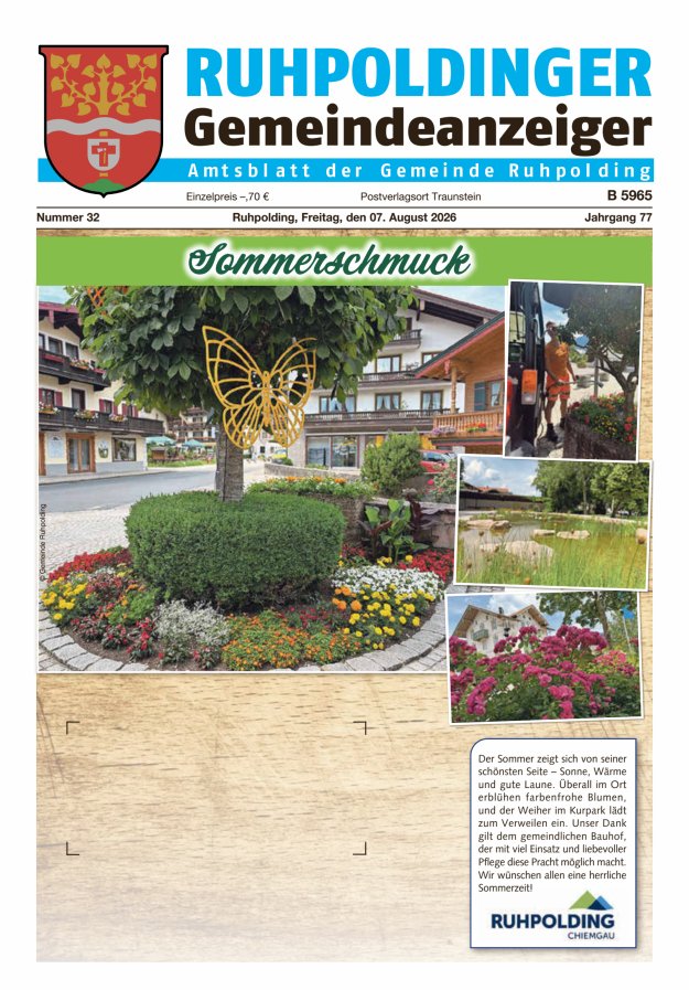 Ruhpoldinger Gemeindeanzeiger Titelblatt 32/2026