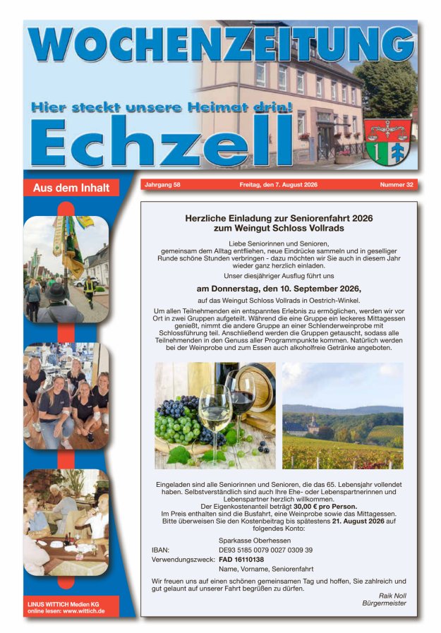 Wochenzeitung für die Gemeinde Echzell Titelblatt 32/2026