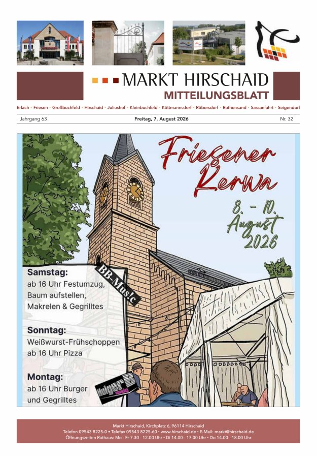 Mitteilungsblatt Markt Hirschaid Titelblatt 32/2026