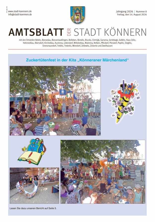 Anzeiger für die Stadt Könnern Titelblatt 08/2026