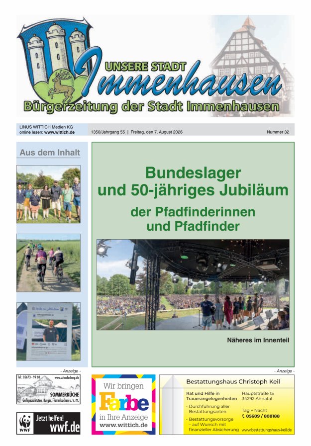 Unsere Stadt Immenhausen Titelblatt 32/2026