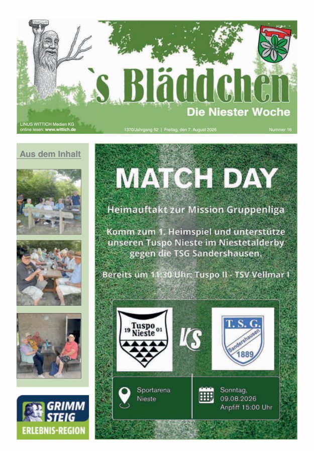 Niester Woche Titelblatt 16/2026