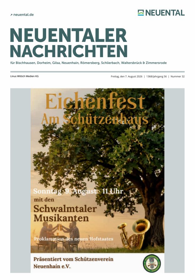 Neuentaler Nachrichten Titelblatt 32/2026
