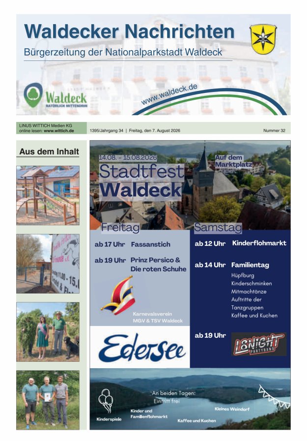 Waldecker Nachrichten Titelblatt 32/2026