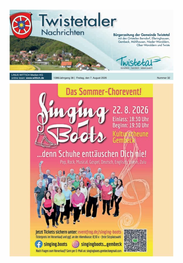 Twistetaler Nachrichten Titelblatt 32/2026