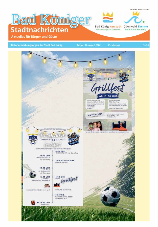 Bad Königer Stadtnachrichten und Badeblatt Titelblatt 33/2026
