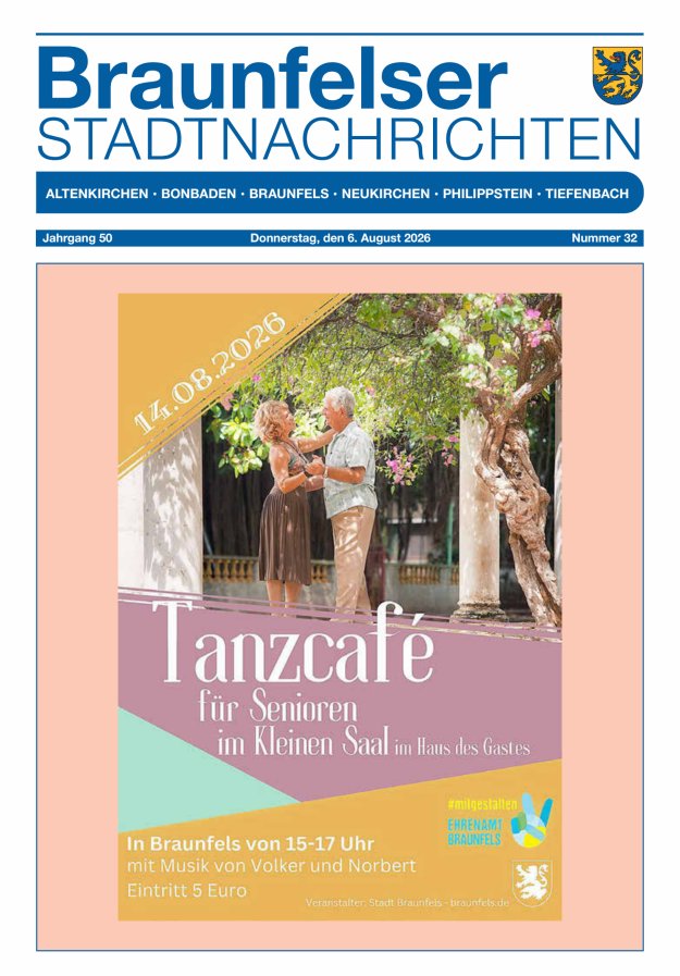 Braunfelser Stadtnachrichten Titelblatt 32/2026