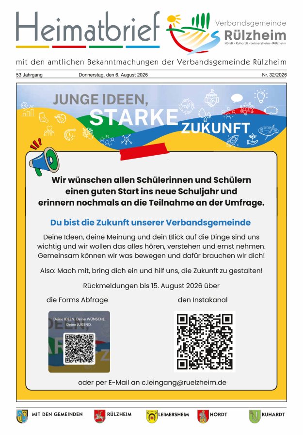 Heimatbrief VG Rülzheim Titelblatt 32/2026