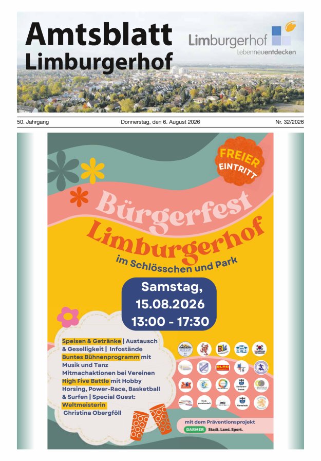 Amtsblatt Limburgerhof Titelblatt 32/2026